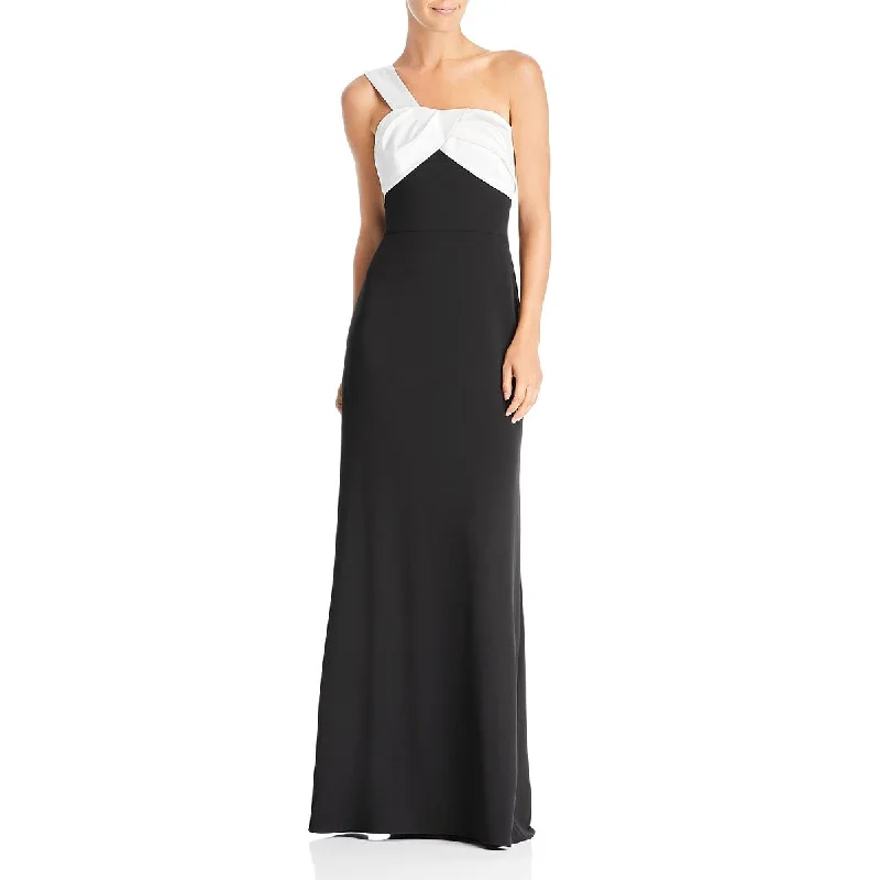 Adrianna Papell Womens Colorblock One Shoulder Evening Dress