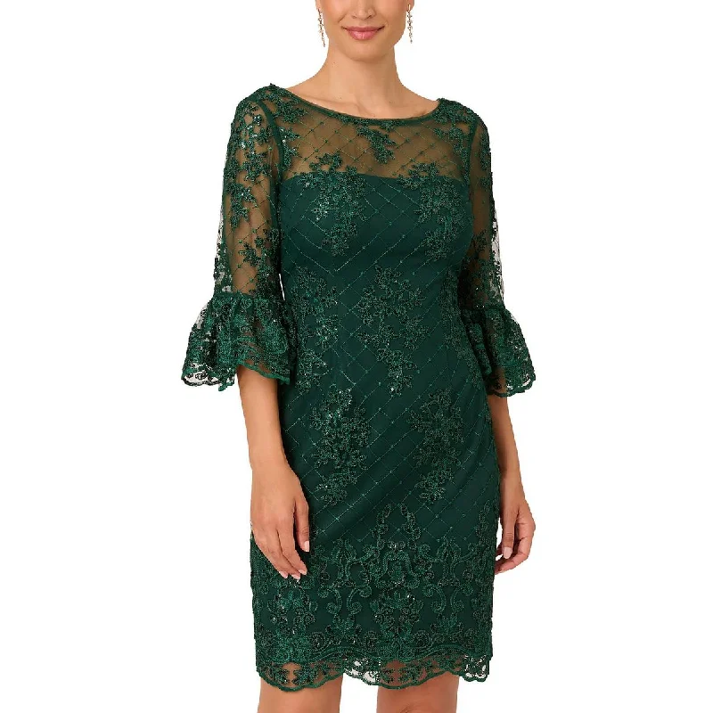 Adrianna Papell Womens Sequined Above Knee Cocktail And Party Dress