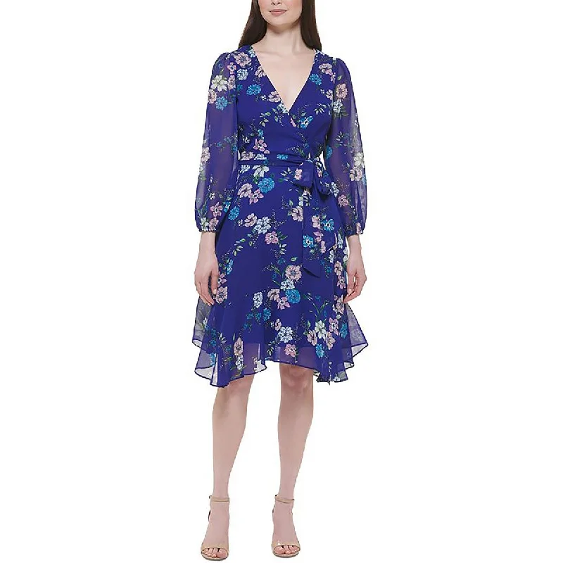 Jessica Howard Womens Petites Floral Print Cocktail And Party Dress