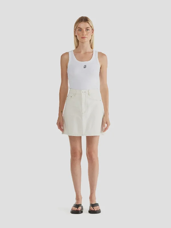 A-Line Denim Mini Skirt | White