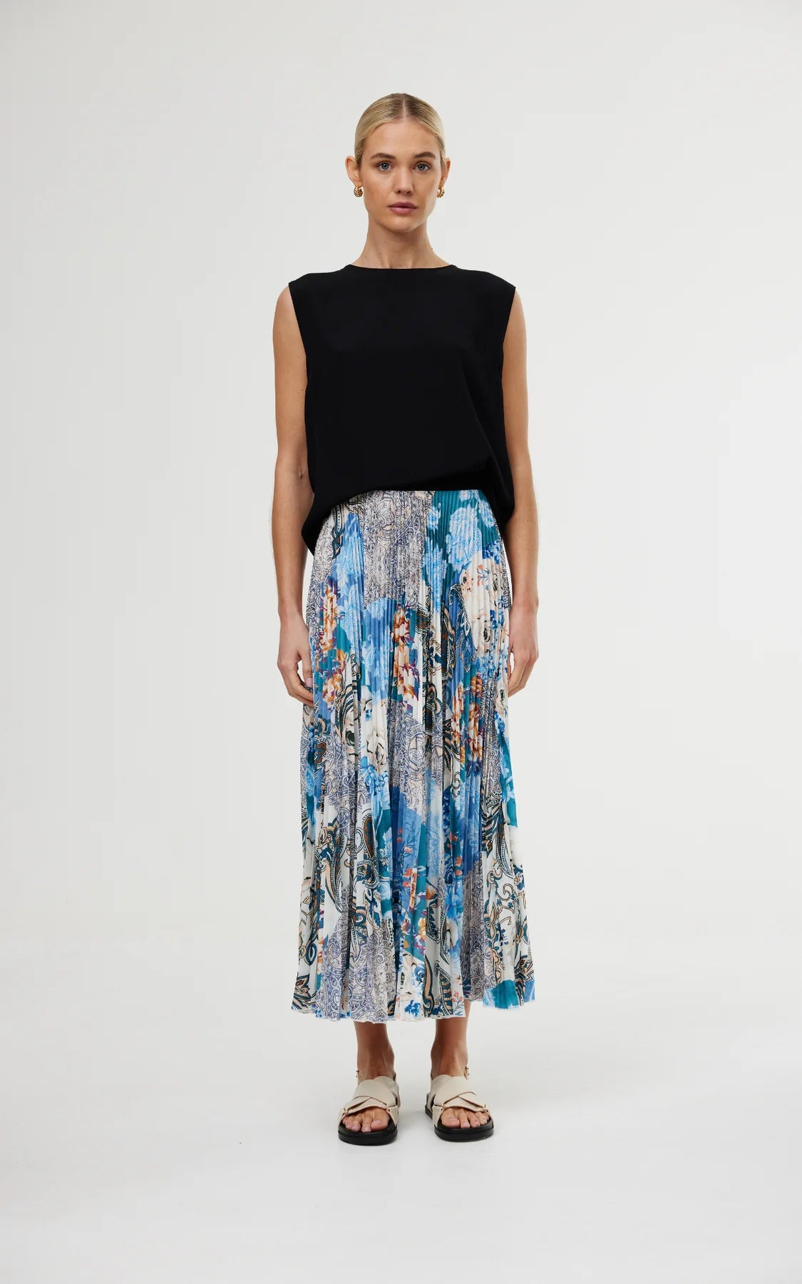 Goldie Skirt | Cyan Patchwork