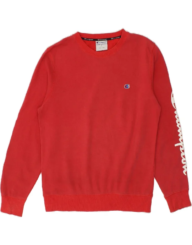 CHAMPION Mens Graphic Sweatshirt Jumper Small Red Cotton