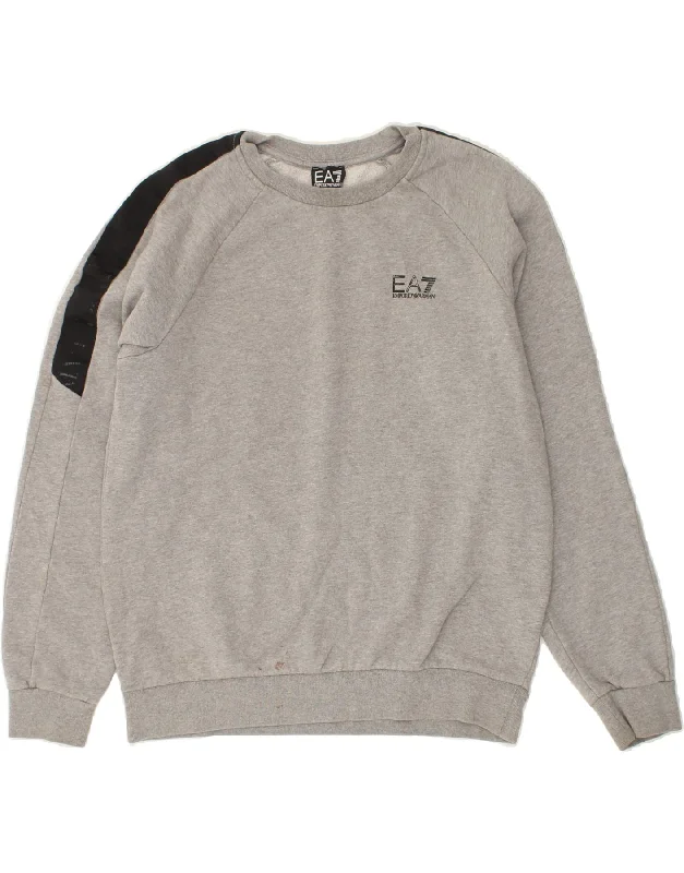 EMPORIO ARMANI Mens Sweatshirt Jumper Small Grey Colourblock Cotton