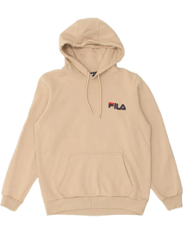 FILA Mens Hoodie Jumper Medium Beige Cotton