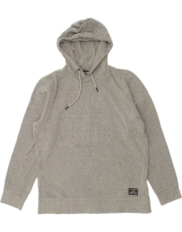 JACK & JONES Mens Graphic Hoodie Jumper XL Grey Cotton