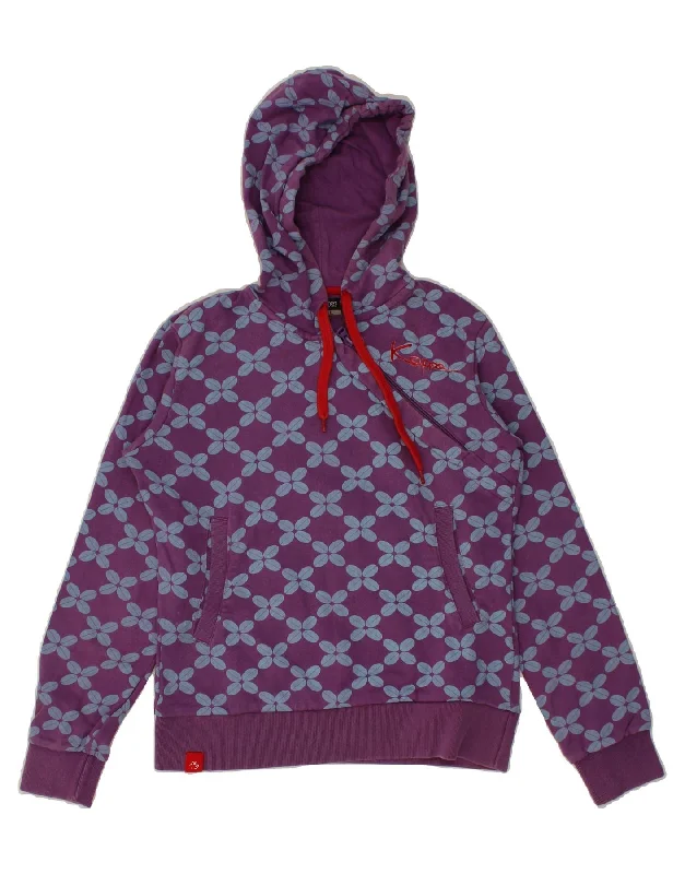 KAPPA Womens Zip Neck Hoodie Jumper UK 10 Small Purple Floral