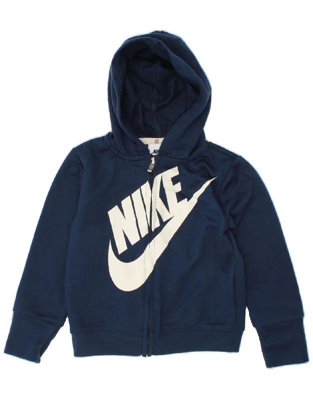 NIKE Baby Boys Graphic Zip Hoodie Sweater 18-24 Months Navy Blue Polyester