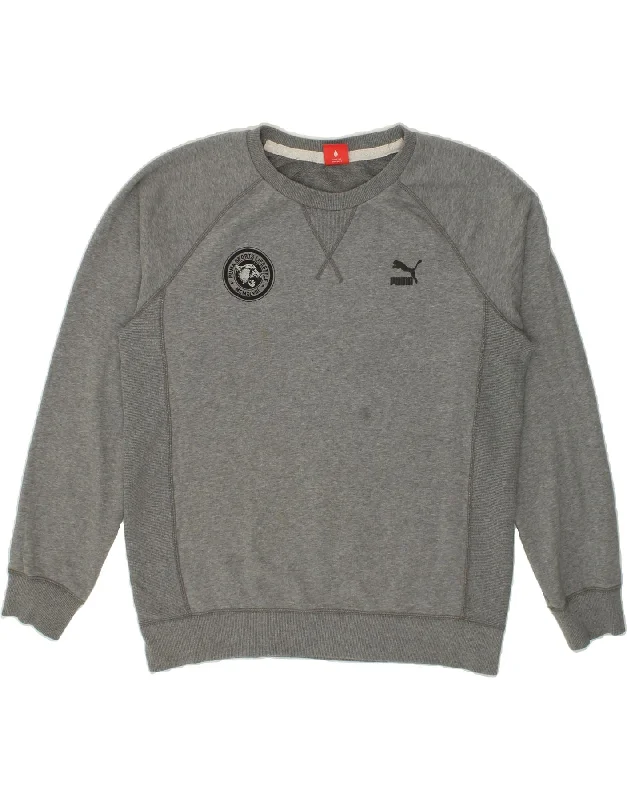 PUMA Mens Sweatshirt Jumper Large Grey Cotton