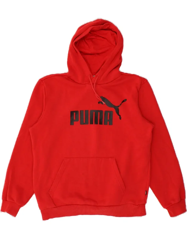 PUMA Womens Oversized Graphic Hoodie Jumper UK 14 Medium Red