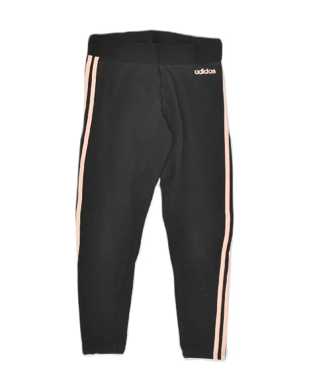 ADIDAS Womens Tracksuit Trousers UK 12 Medium Black Cotton