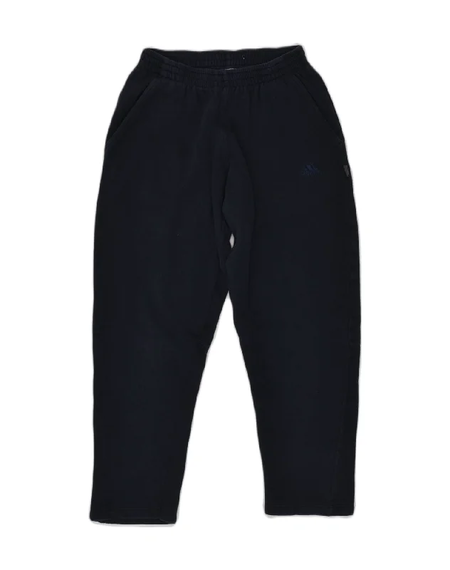 ADIDAS Womens Tracksuit Trousers UK 12 Medium Navy Blue Cotton