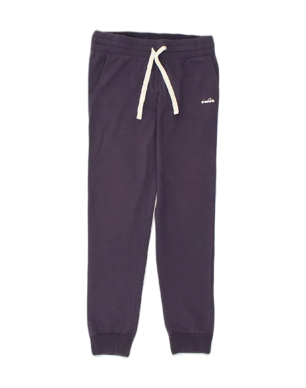 DIADORA Womens Tracksuit Trousers Joggers UK 10 Small Blue Cotton