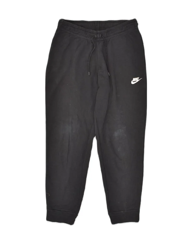 NIKE Womens Tracksuit Trousers Joggers UK 14 Medium Black Cotton