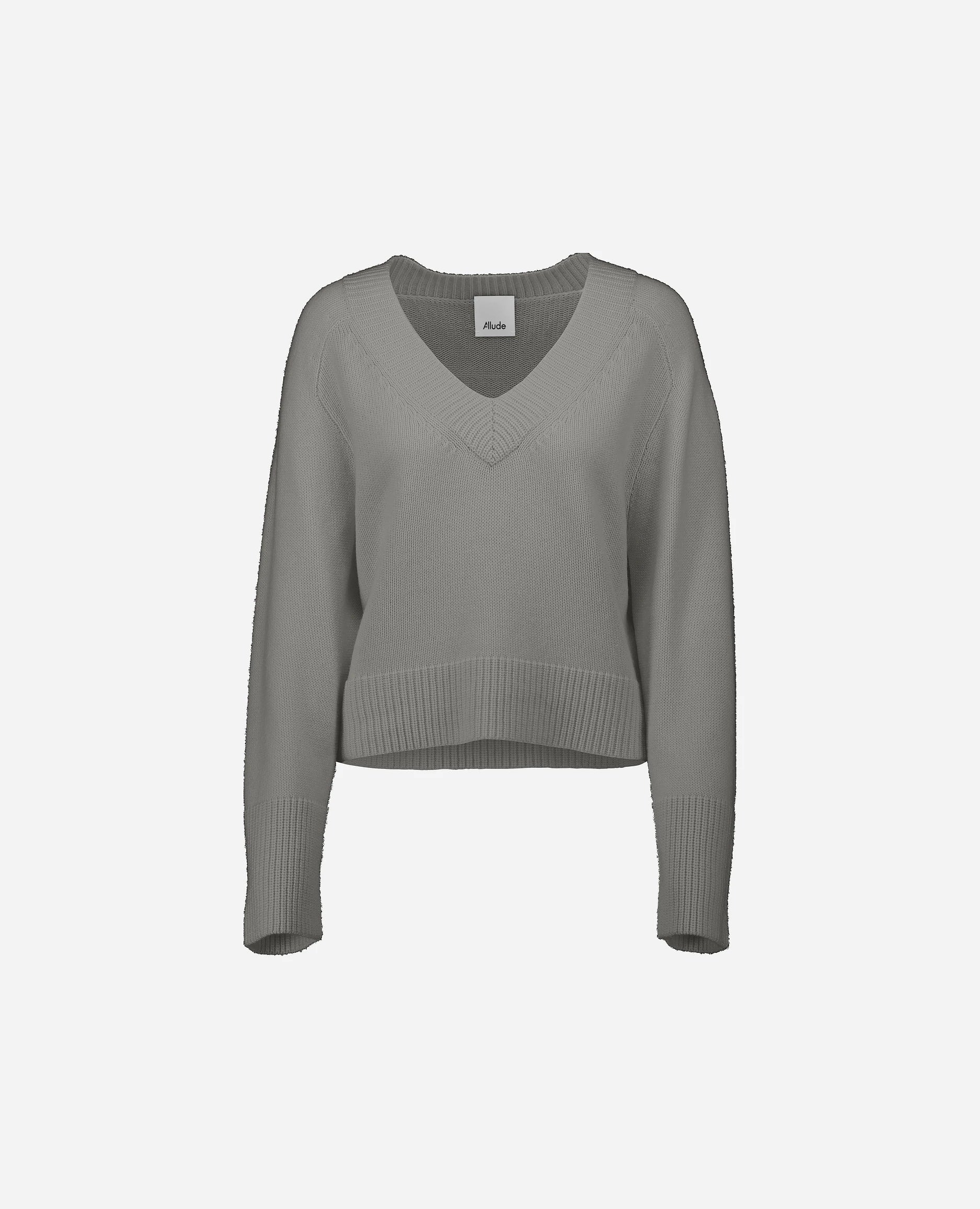 Woll-Mischung Pullover in Grau - Kastiger Schnitt