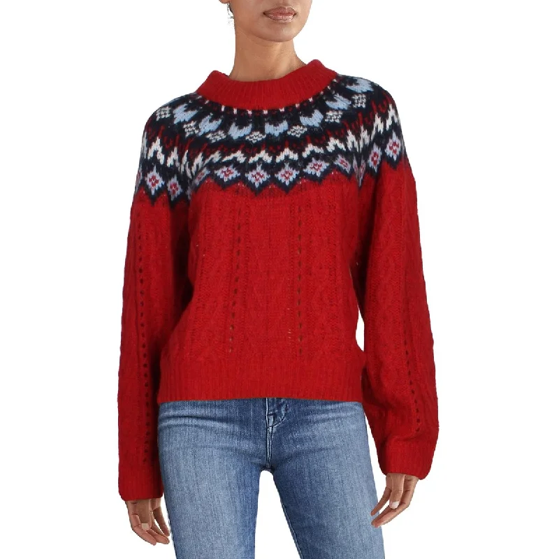 Rag & Bone Womens Willow Fairisle Wool Blend Printed Pullover Sweater